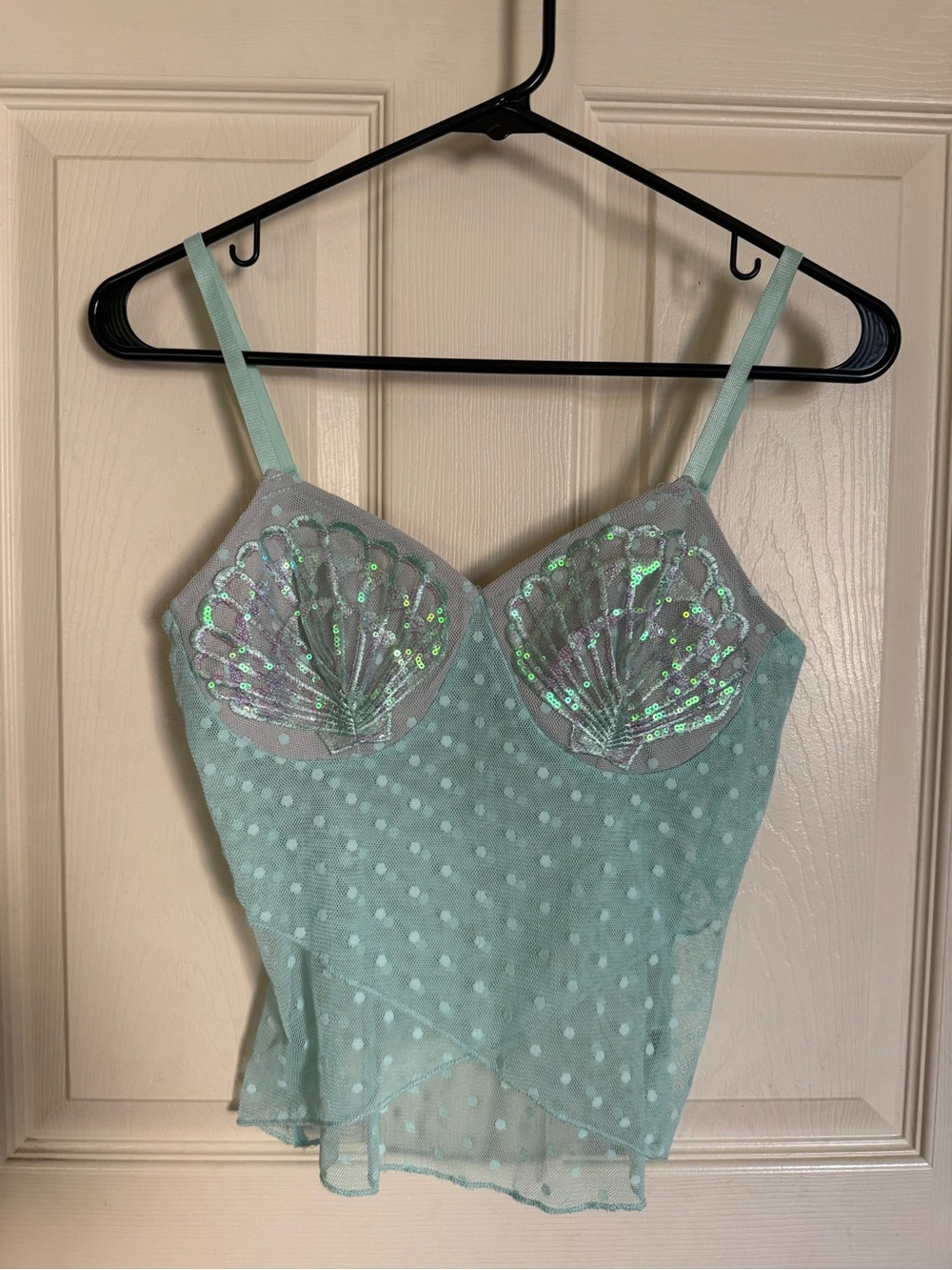 Mint Sequin Shell Bustier Cami